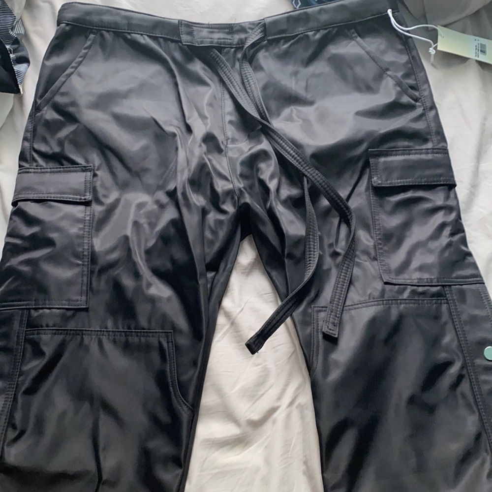 Black Snapped Cargo Pants